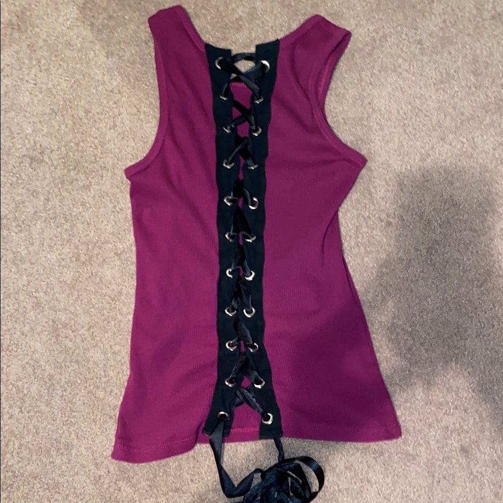 Pink Cut Out Tie Back Tank Top
